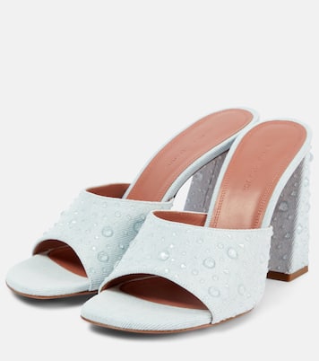 Mules Brigitte 95 de denim y piel | Amina Muaddi