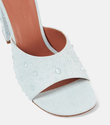 Mules Brigitte 95 de denim y piel | Amina Muaddi