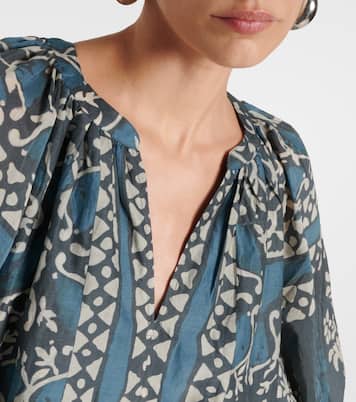 Dayana printed cotton and silk blouse  | Velvet