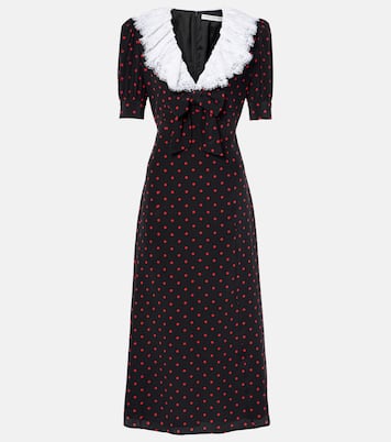 Polka-dot lace-trimmed silk midi dress | Alessandra Rich