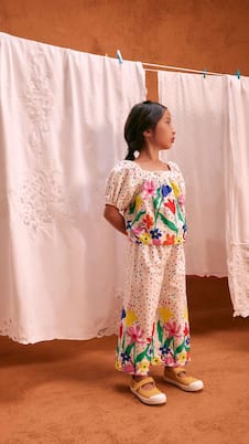 Pantaloni a gamba larga in cotone a pois | Fábula