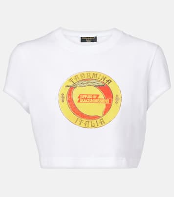 Cropped printed cotton T-shirt | Dolce&Gabbana