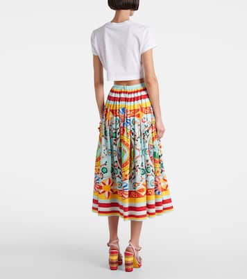Cropped printed cotton T-shirt | Dolce&Gabbana