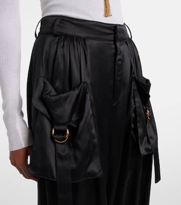 High-rise silk satin cargo pants | Chloé