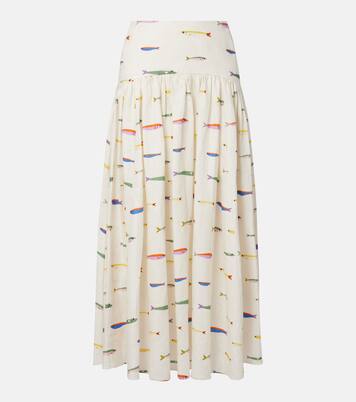Procida printed linen maxi skirt | Staud