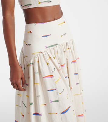 Procida printed linen maxi skirt | Staud