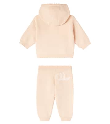 Baby set of cotton and wool hoodie and sweatpants | Chloé Kids