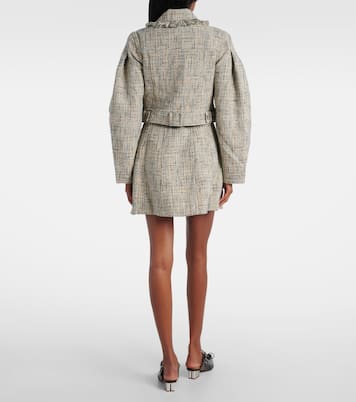Chaqueta cropped de tweed de algodón | Ganni