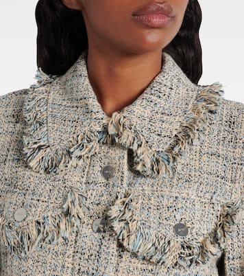 Chaqueta cropped de tweed de algodón | Ganni