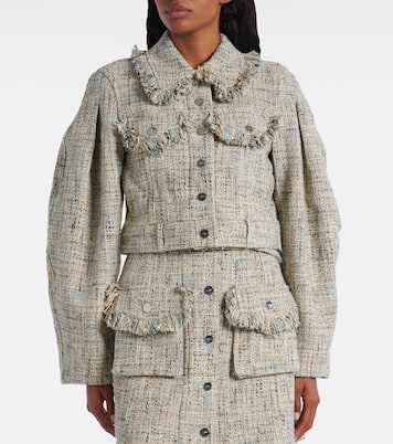 Chaqueta cropped de tweed de algodón | Ganni