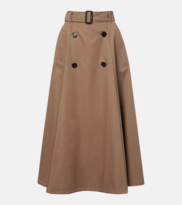 Falda midi de algodón con cinturón | Burberry