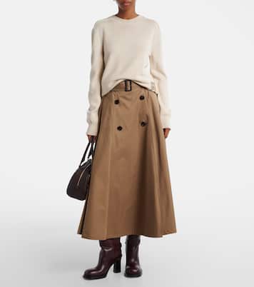 Falda midi de algodón con cinturón | Burberry