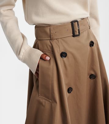 Falda midi de algodón con cinturón | Burberry