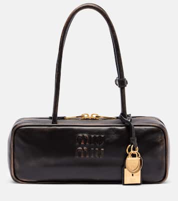 Bolso al hombro Beau de piel con logo | Miu Miu