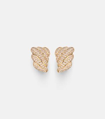 Croissant 18kt gold earrings with diamonds | Anita Ko