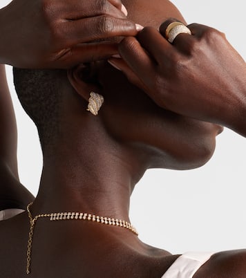 Croissant 18kt gold earrings with diamonds | Anita Ko