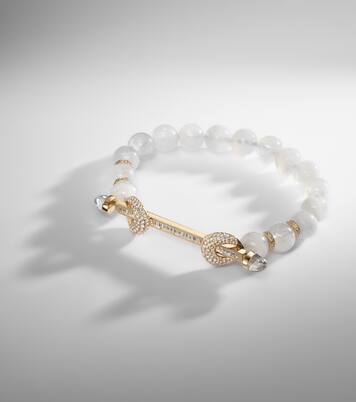 Armband Chakra aus Mondstein mit 18kt Gelbgold, Diamanten und Quarz | Ananya