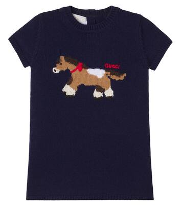 Embroidered knitted wool dress | Gucci Kids
