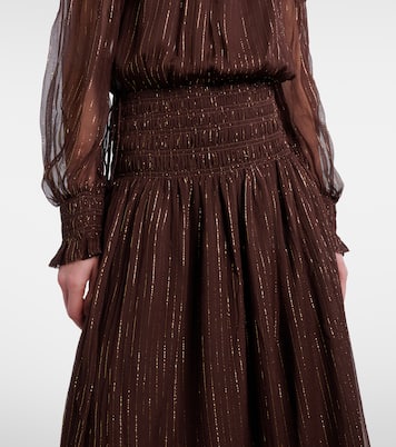 Shirred silk-blend georgette maxi dress | Self-Portrait