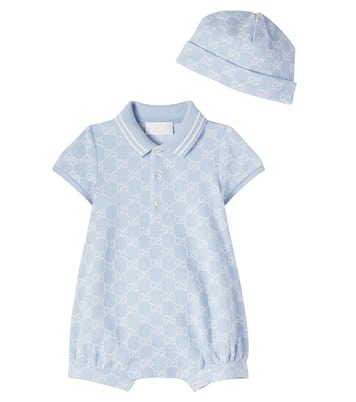 Baby GG cotton hat and onesie set | Gucci Kids