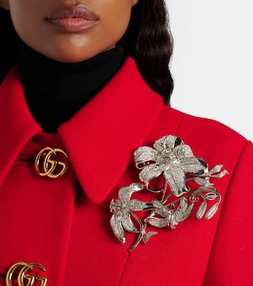 Floral crystal-embellished brooch | Gucci