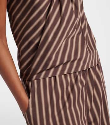 Gathered striped cotton-blend top | Jacques Wei