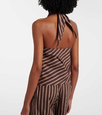 Gathered striped cotton-blend top | Jacques Wei
