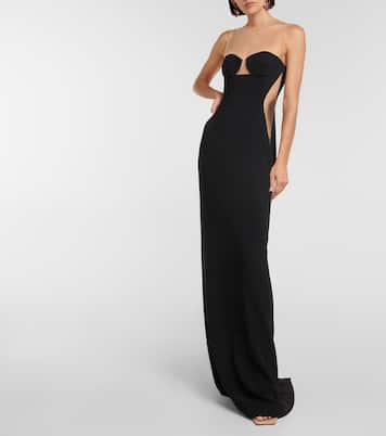 Mesh-paneled crêpe gown | Stella McCartney