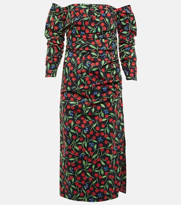 Off-shoulder cotton-blend midi dress | Carolina Herrera