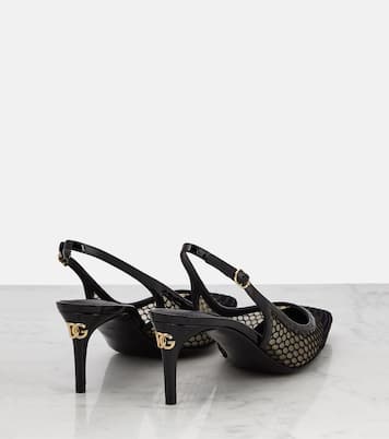 Mesh-trimmed leather slingback pumps | Dolce&Gabbana