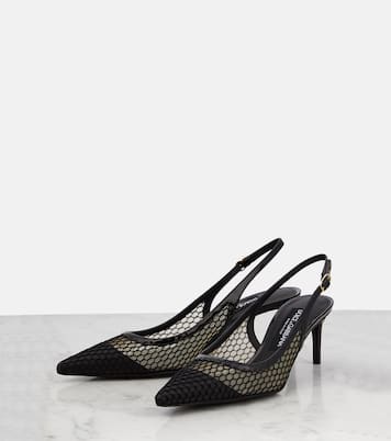 Mesh-trimmed leather slingback pumps | Dolce&Gabbana