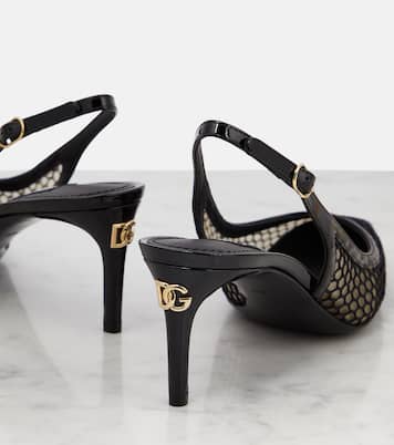 Mesh-trimmed leather slingback pumps | Dolce&Gabbana