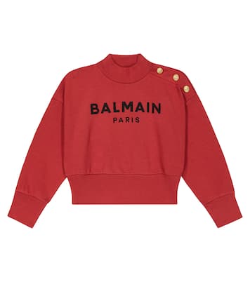 Sudadera de algodón de cuello alto | Balmain Kids