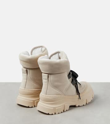 Shearling-lined suede lace-up boots | Brunello Cucinelli