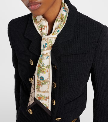 Foulard in twill di seta con stampa | Gucci