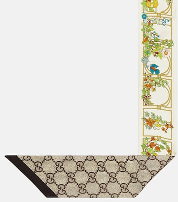 Foulard in twill di seta con stampa | Gucci