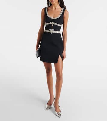 Crystal-embellished crêpe minidress | Self-Portrait