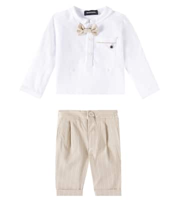 Baby cotton and linen top and pants set | Monnalisa
