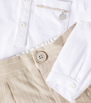 Baby cotton and linen top and pants set | Monnalisa