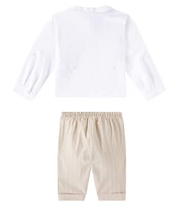 Baby cotton and linen top and pants set | Monnalisa