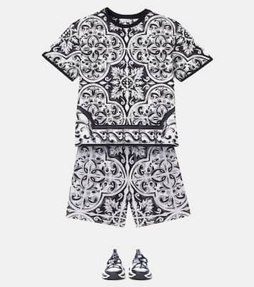 T-Shirt Majolica aus Baumwoll-Jersey | Dolce&Gabbana Kids