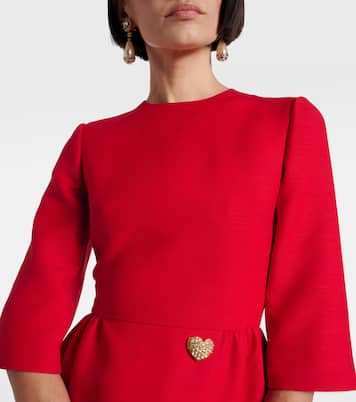 Vestido midi de Crepe Couture con volantes | Valentino