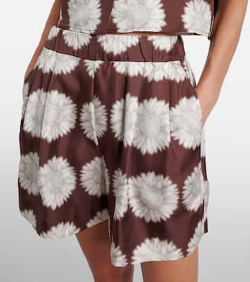 Zurich printed silk twill shorts | Asceno
