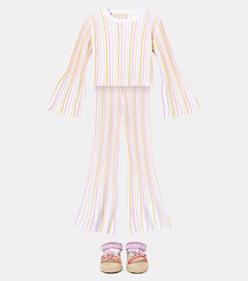 Ribbed-knit striped cotton-blend top | Stella McCartney Kids