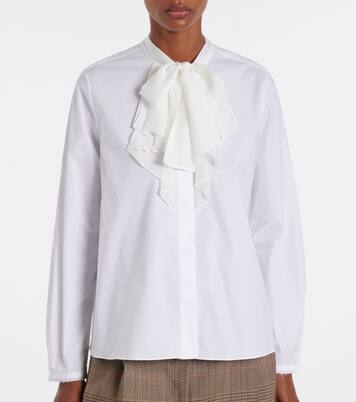 Pure Power bow-detail cotton-blend poplin shirt | Dorothee Schumacher