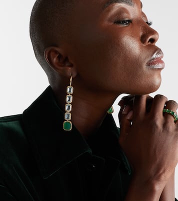 Tier Portrait 18kt gold drop earrings with topaz, agate, and diamonds | Shay Jewelry