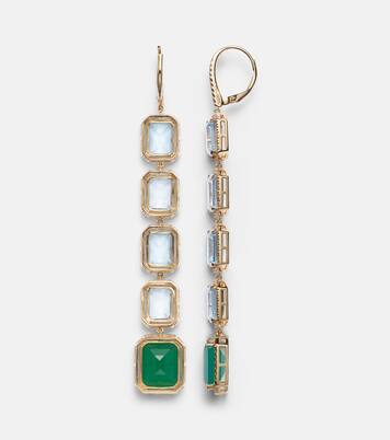 Tier Portrait 18kt gold drop earrings with topaz, agate, and diamonds | Shay Jewelry
