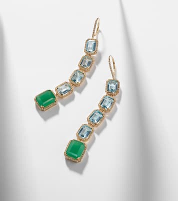 Tier Portrait 18kt gold drop earrings with topaz, agate, and diamonds | Shay Jewelry