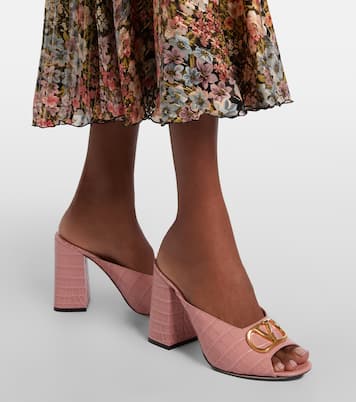 VLogo croc-effect leather mules | Valentino Garavani