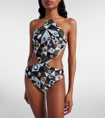 Occhi cutout halterneck swimsuit | Pucci
